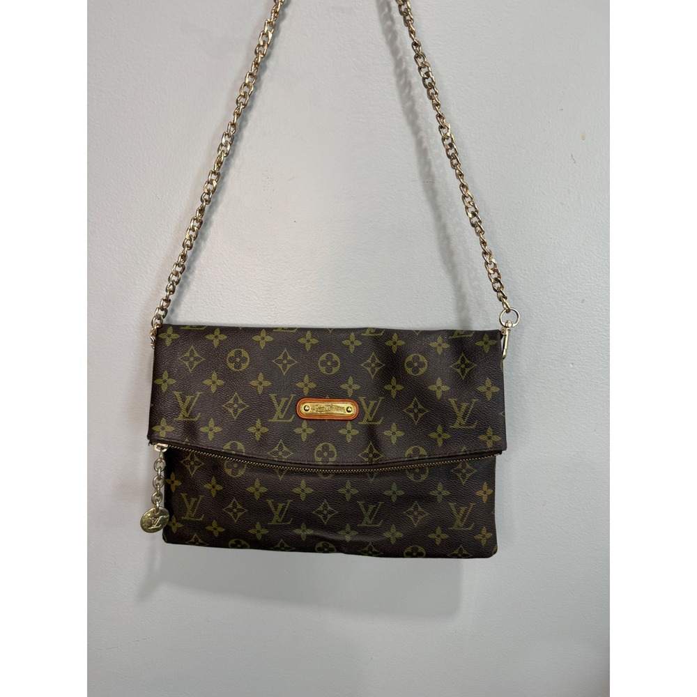 Louis Vuitton Monogram Canvas Foldover Clutch Shoulder Bag Brown TH9927 - Picture 1 of 10